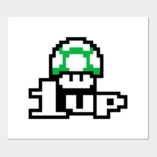 1up Mario Bros Pixel Art - Super Mario - Posters and Art Prints | TeePublic